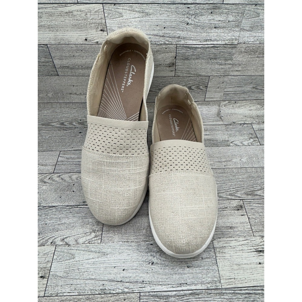 Clarks Cloudsteppers Women Beige Slip On Loafer Shoes Size‎ 8.5W 28710
